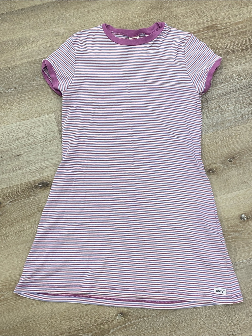 Vintage Levi's San Francisco DRESS Purple/White Striped Knit Dress Size S ✨